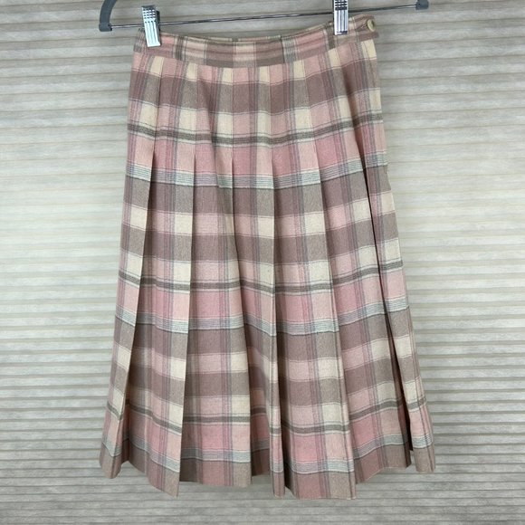 Vintage Pendleton Plaid Academia Preppy Wool Pleated Skirt Country Quiet Luxury - Picture 1 of 13